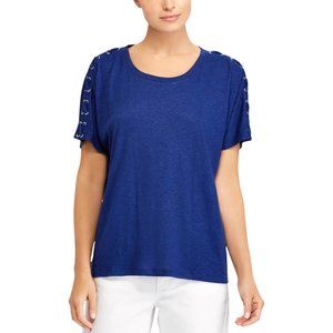 Lauren Ralph Lauren Lace Up Linen Tee